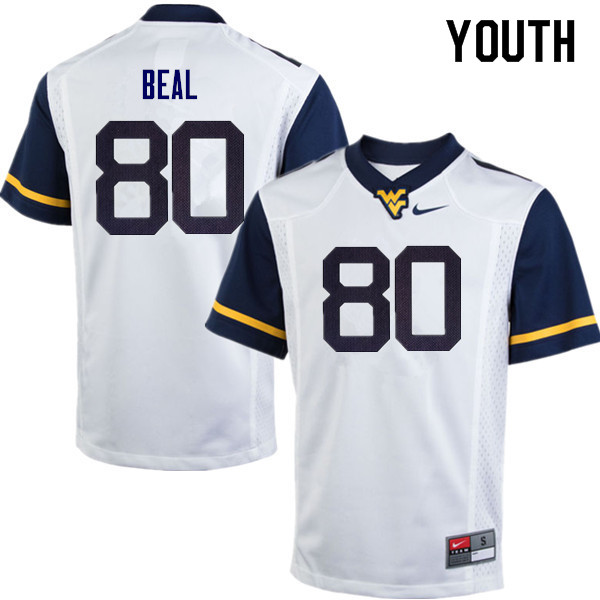 Youth #80 Jesse Beal West Virginia Mountaineers College Football Jerseys Sale-White - Click Image to Close
